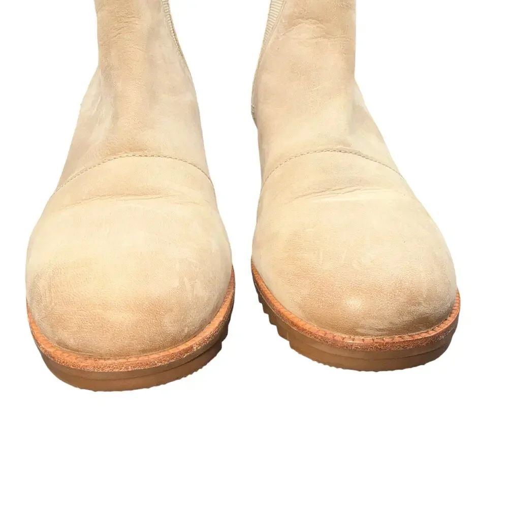 Sorel Cate Chelsea Boots Women’s 10 Beige Leather Waterproof Block Heel